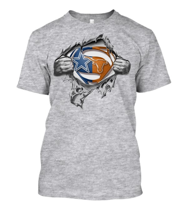 Dallas Cowboys Texas Longhorns Superman Logo Fusion T-Shirt