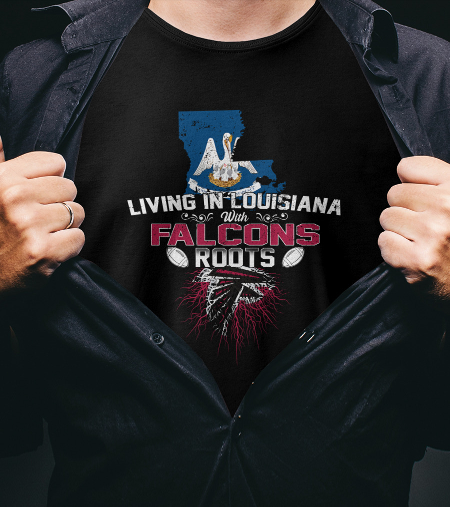 Living In Louisiana With Falcons Roots Georgia Football Team Map Pelican T-Shirt