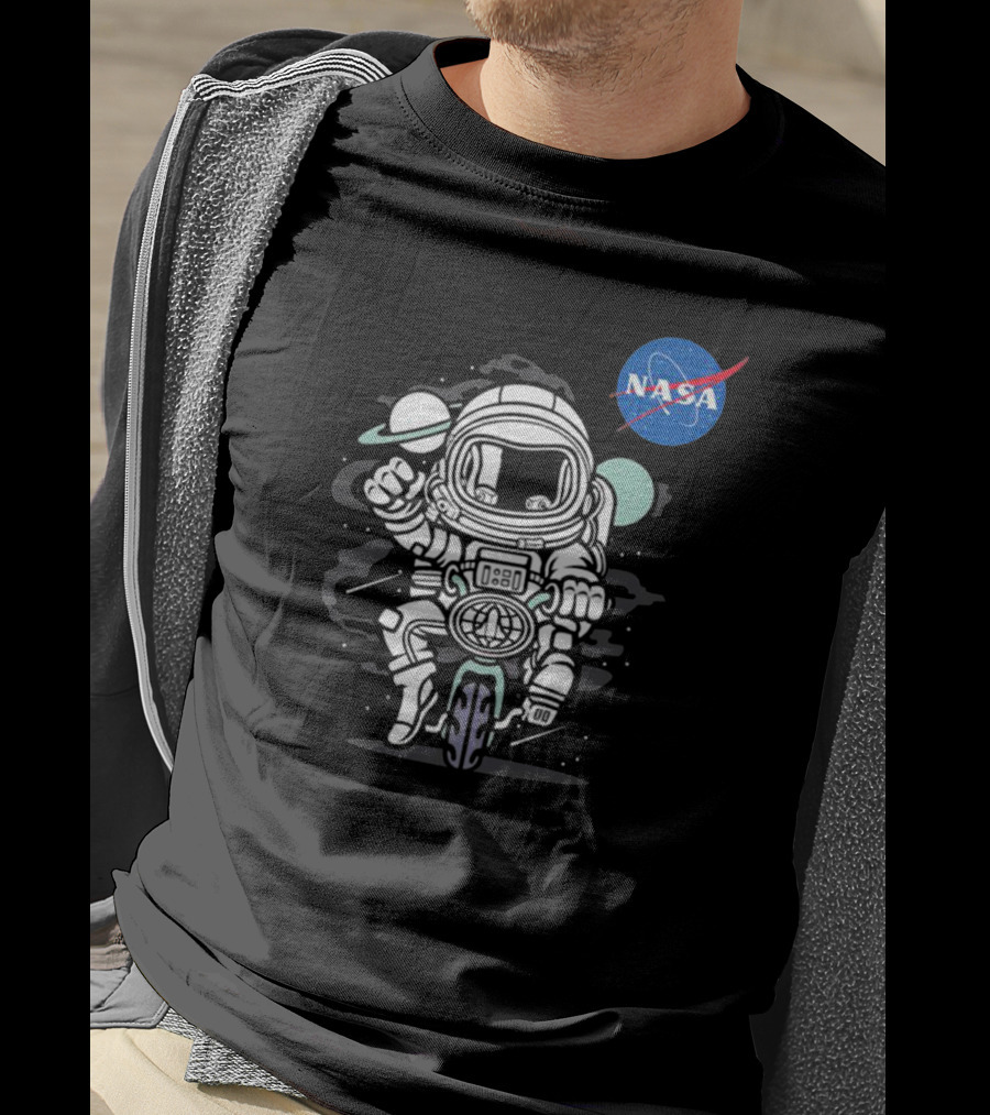 NASA Astronaut Biker Adventure In Space T-Shirt