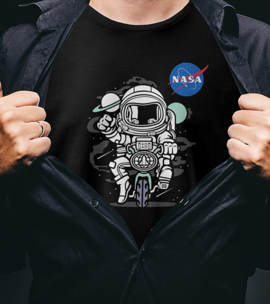 NASA Astronaut Biker Adventure In Space T-Shirt
