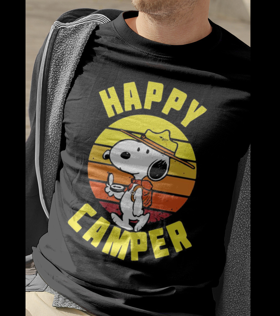 Snoopy Happy Camper Vintage Sunset Peanuts T-Shirt