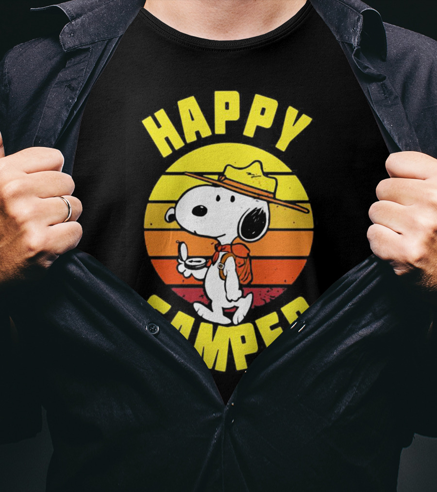 Snoopy Happy Camper Vintage Sunset Peanuts T-Shirt