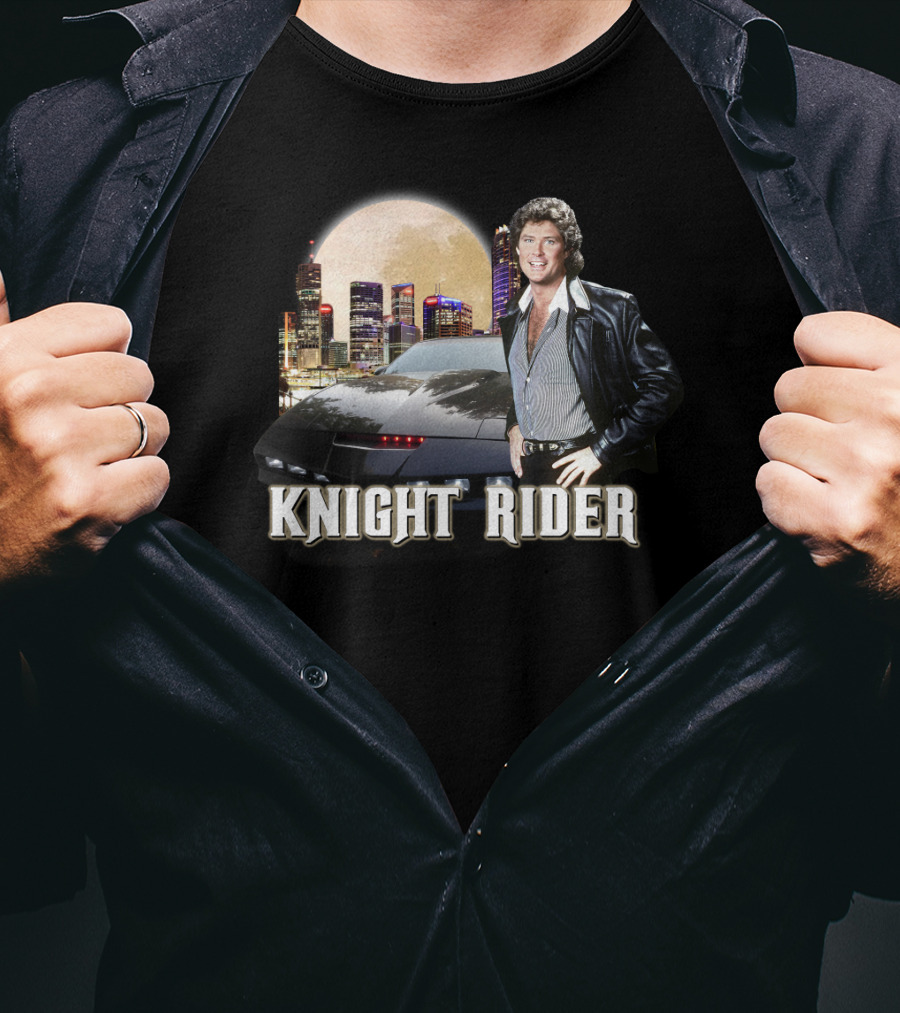 Knight Rider PNR05 Classic Retro TV Show Moonlit Cityscape T-Shirt
