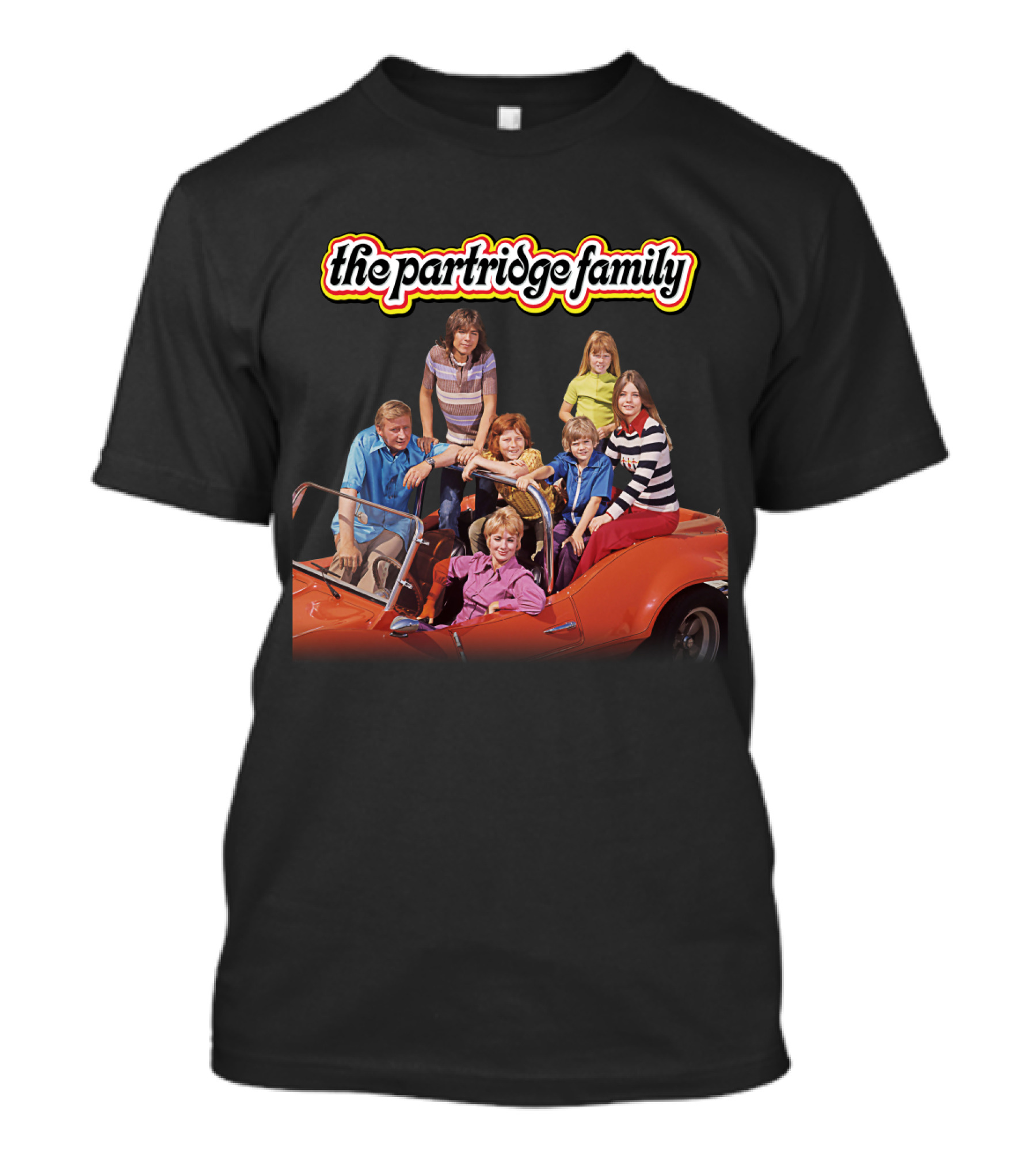 The Partridge Family Iconic Group In Red Car Image T-Shirt