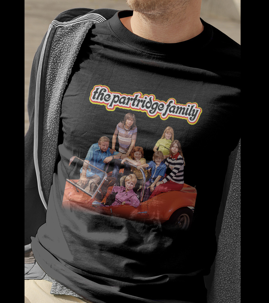 The Partridge Family Iconic Group In Red Car Image T-Shirt