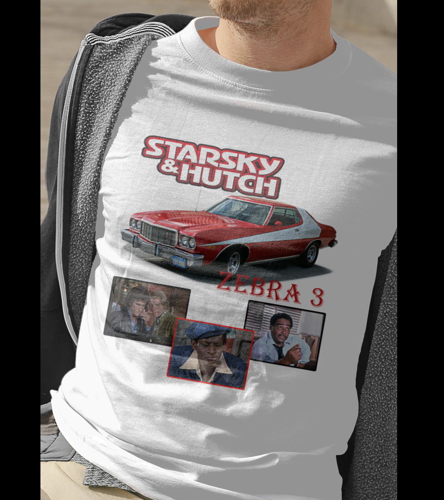 Starsky And Hutch Zebra 3 Car And Characters T-Shirt