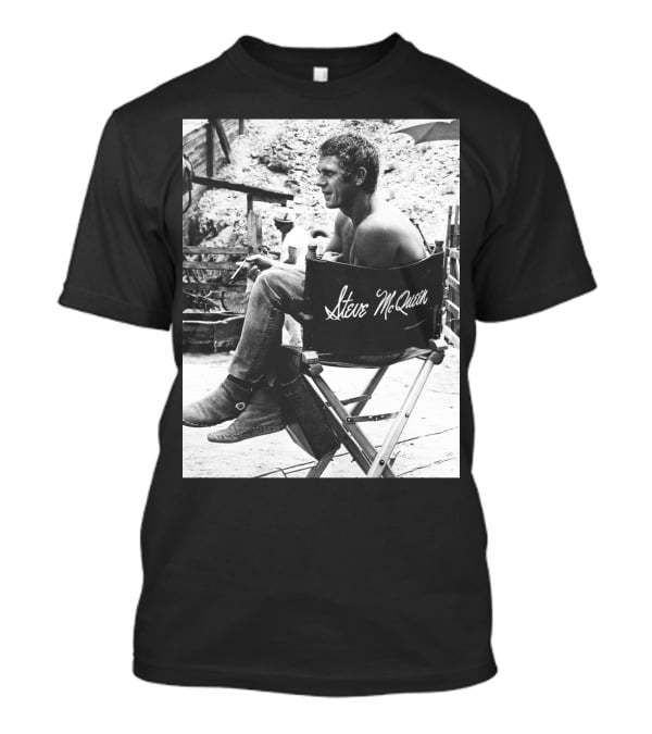 Steve McQueen Black And White Director's Chair Scene T-Shirt