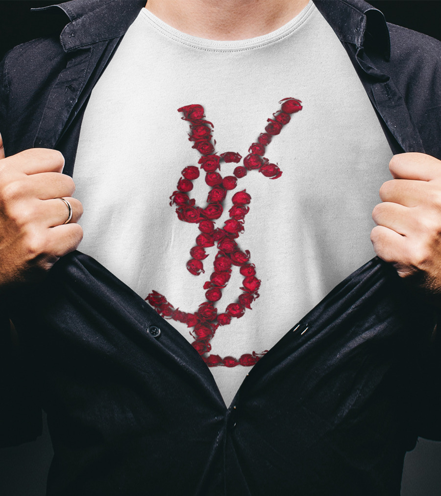 YSL Red Rose Logo T-Shirt