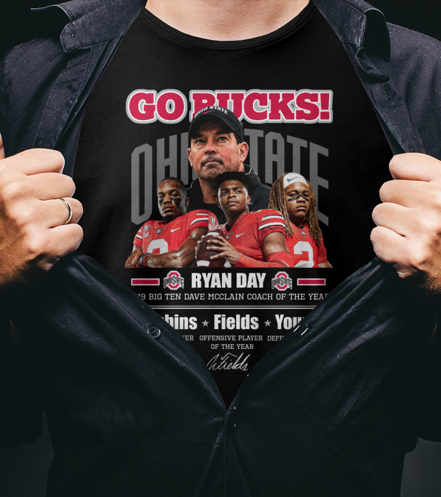 Go Bucks Ohio State Ryan Day Dobbins Fields Young Big Ten Coach Of The Year T-Shirt
