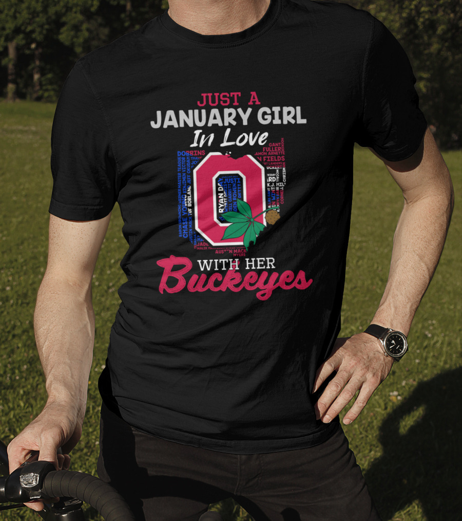 Just A January Girl In Love With Her Buckeyes Ohio 2112 Li02 T-Shirt