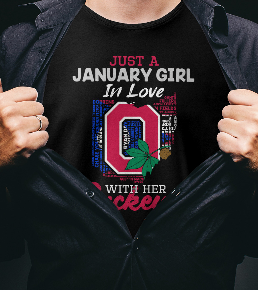 Just A January Girl In Love With Her Buckeyes Ohio 2112 Li02 T-Shirt