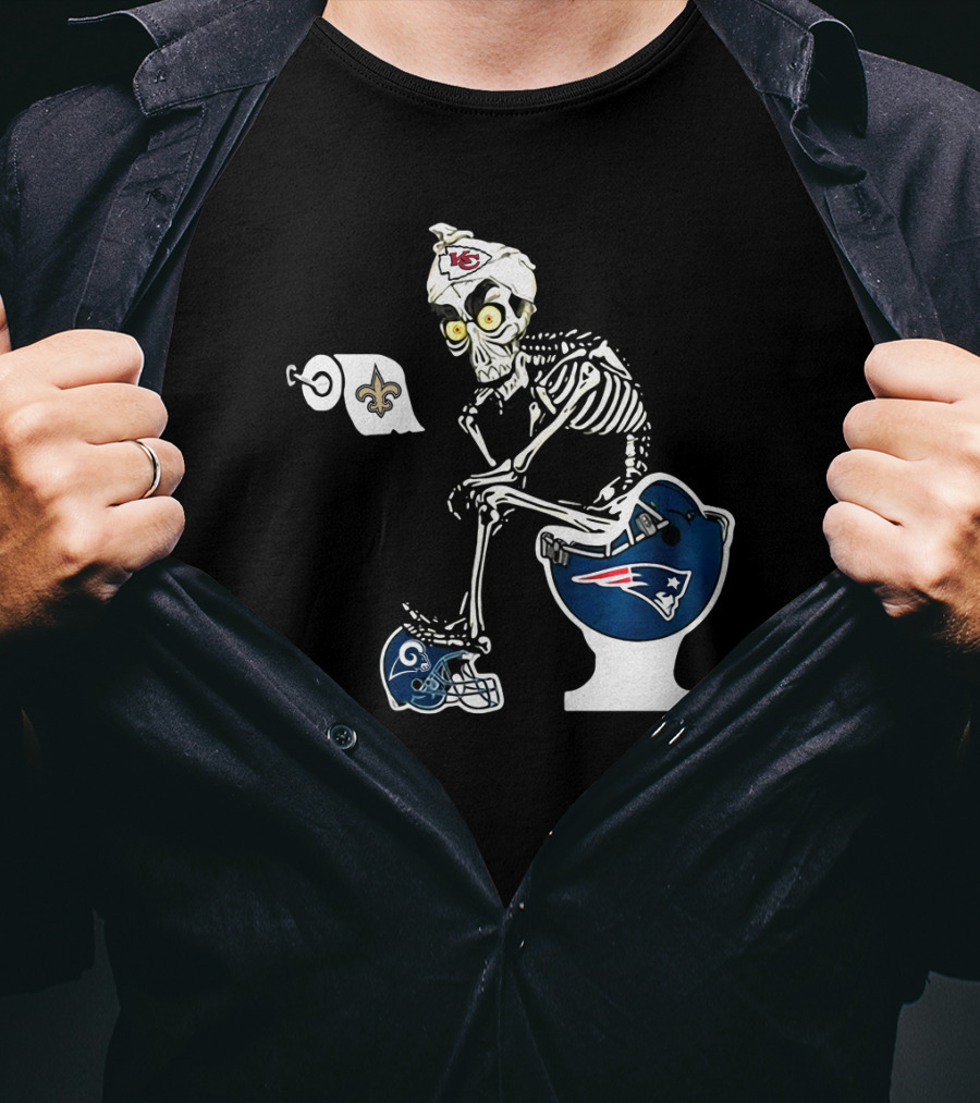 Chiefs Skeleton Patriots Toilet Saints Rams Helmet T-Shirt