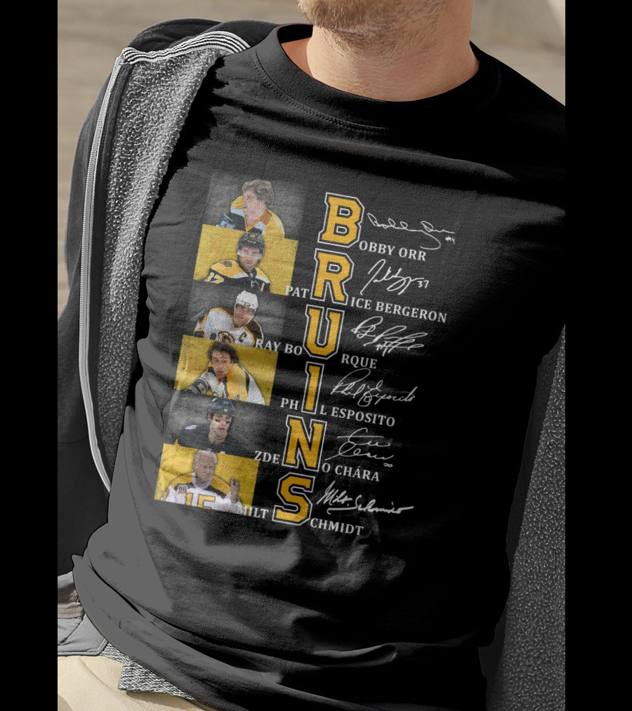 Bobby Orr Pat Ice Bergeron Ray Bourque Phil Esposito Zdeno Chara Milt Schmidt Bruins T-Shirt