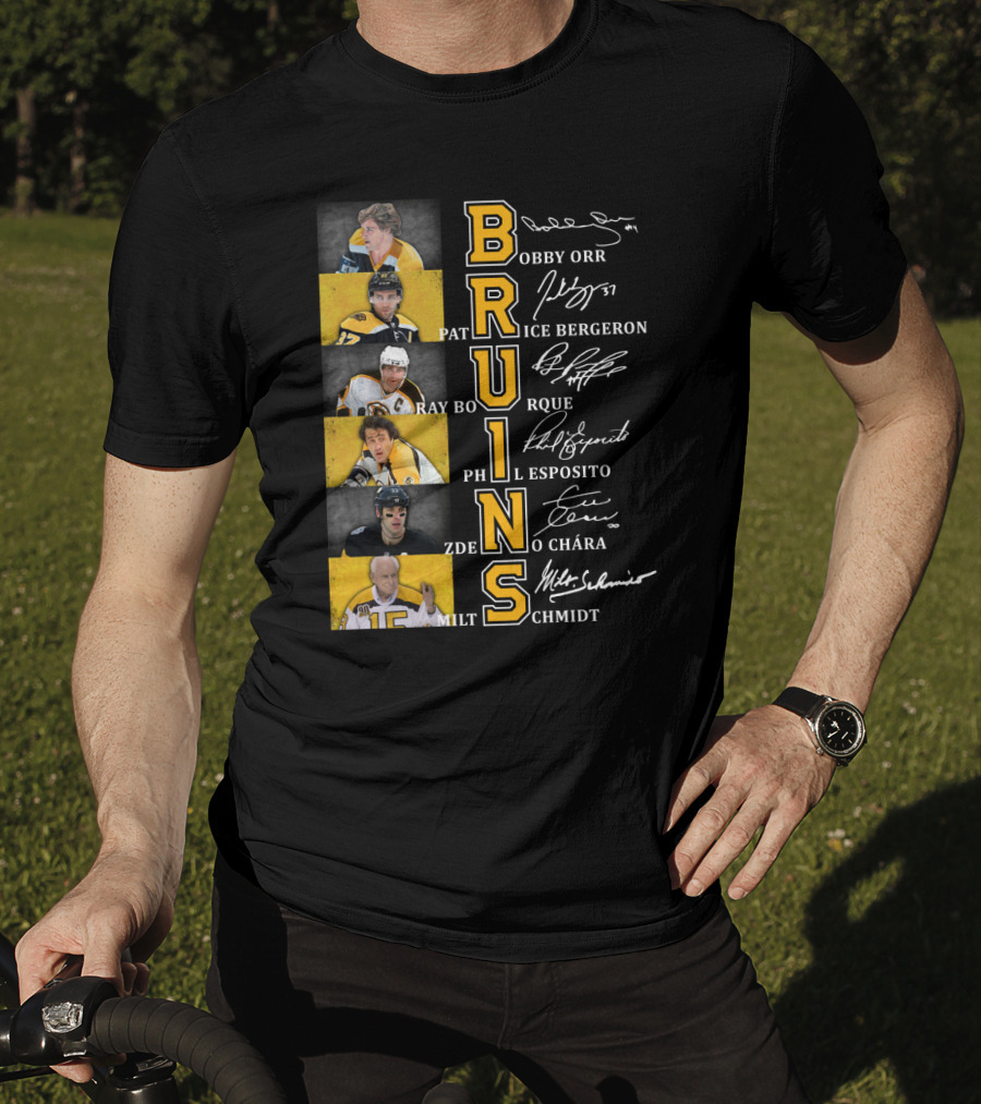 Bobby Orr Pat Ice Bergeron Ray Bourque Phil Esposito Zdeno Chara Milt Schmidt Bruins T-Shirt