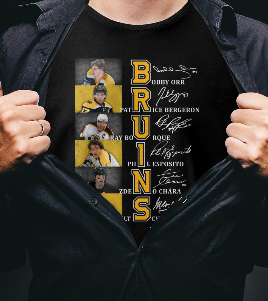 Bobby Orr Pat Ice Bergeron Ray Bourque Phil Esposito Zdeno Chara Milt Schmidt Bruins T-Shirt