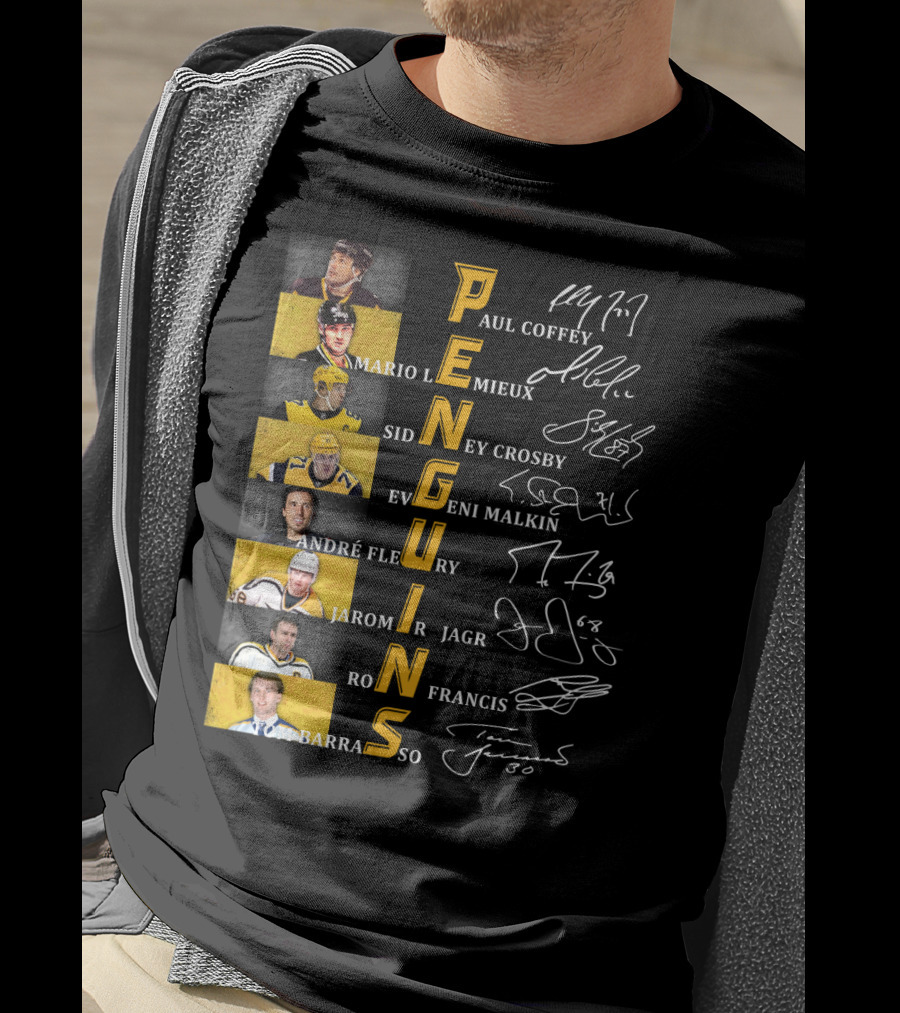 Penguins Paul Coffey Mario Lemieux Sidney Crosby Evgeni Malkin André Fleury Jaromír Jagr Ron Francis Tom Barrasso T-Shirt