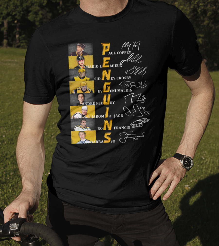 Penguins Paul Coffey Mario Lemieux Sidney Crosby Evgeni Malkin André Fleury Jaromír Jagr Ron Francis Tom Barrasso T-Shirt
