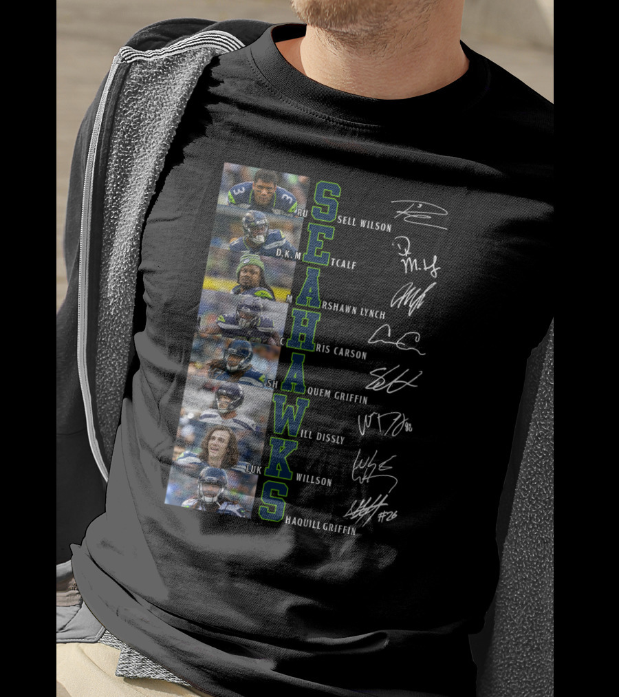 Seahawks Russell Wilson D.K. Metcalf Marshawn Lynch Chris Carson Shaquem Griffin Will Dissly Luke Willson Shaquill Griffin T-Shirt