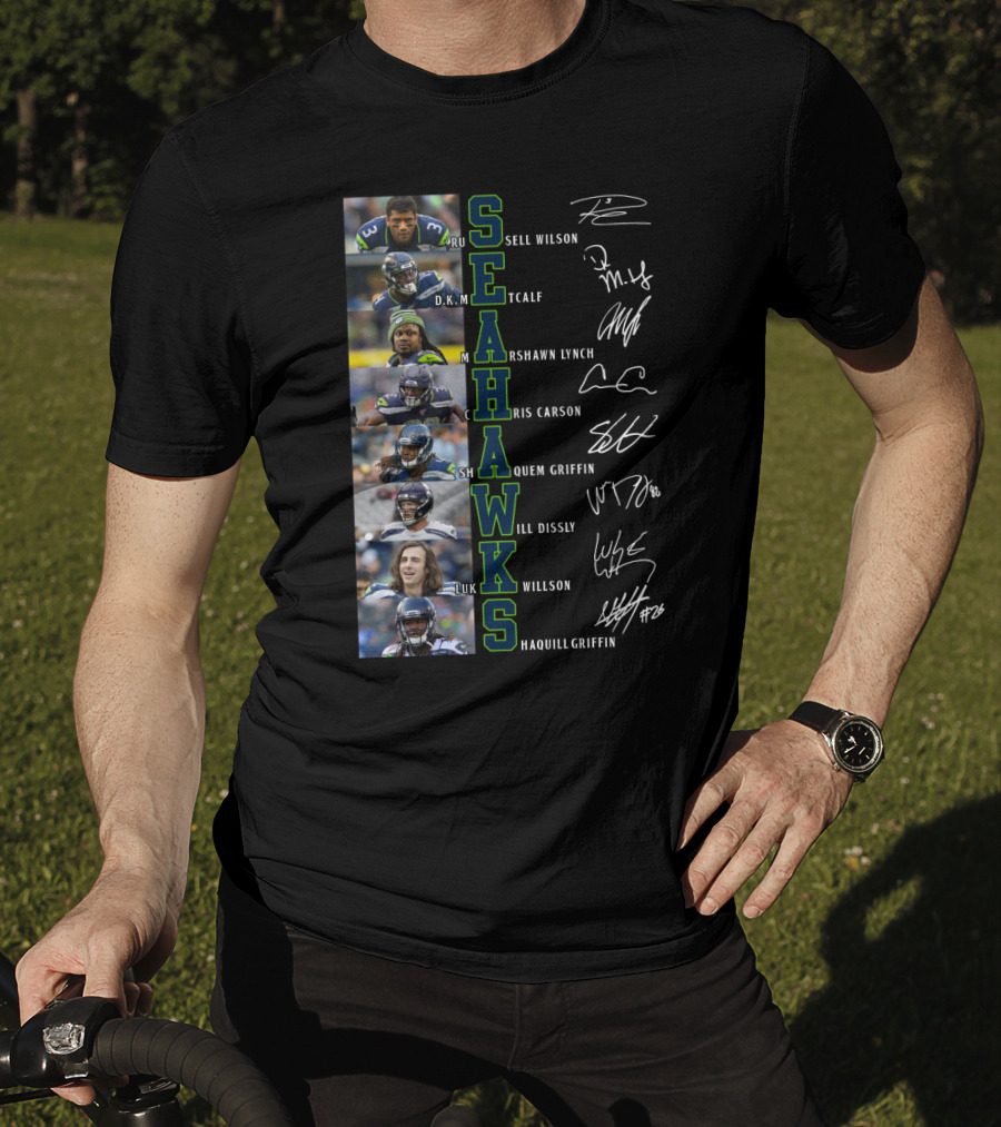 Seahawks Russell Wilson D.K. Metcalf Marshawn Lynch Chris Carson Shaquem Griffin Will Dissly Luke Willson Shaquill Griffin T-Shirt