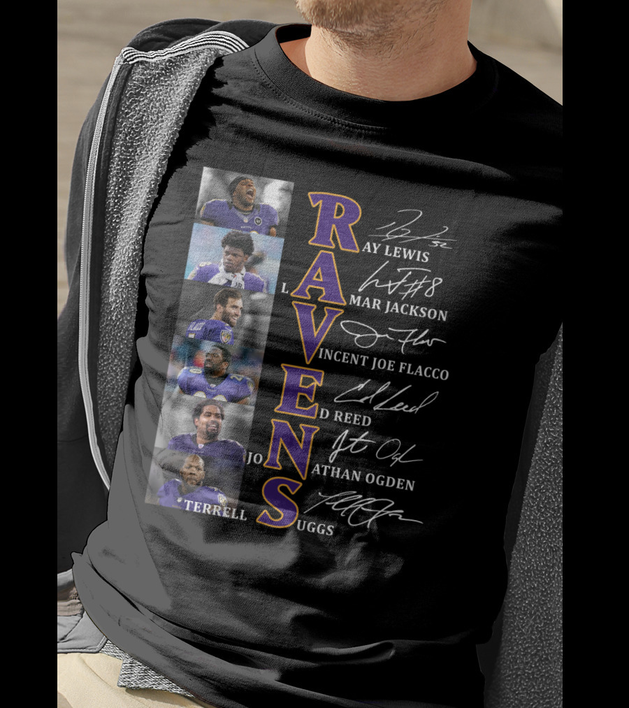 Ravens Ray Lewis Lamar Jackson Joe Flacco Ed Reed Jonathan Ogden Terrell Suggs T-Shirt