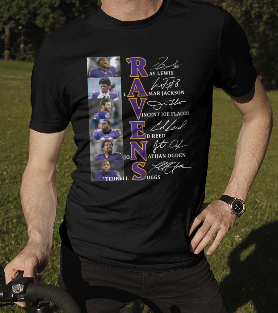 Ravens Ray Lewis Lamar Jackson Joe Flacco Ed Reed Jonathan Ogden Terrell Suggs T-Shirt