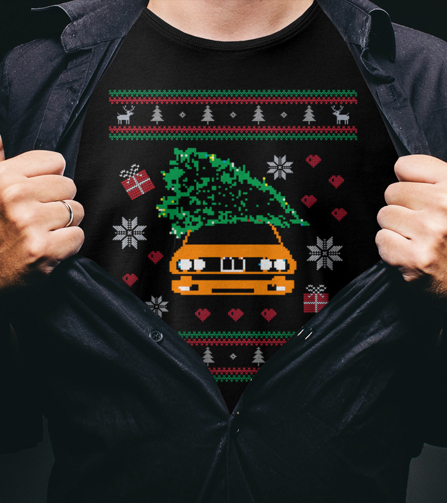 Orange Car With Christmas Tree Holiday T-Shirt