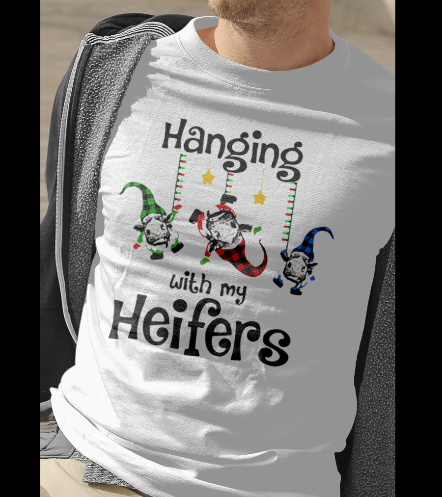 Hanging With My Heifers Festive Cows In Pajamas T-Shirt