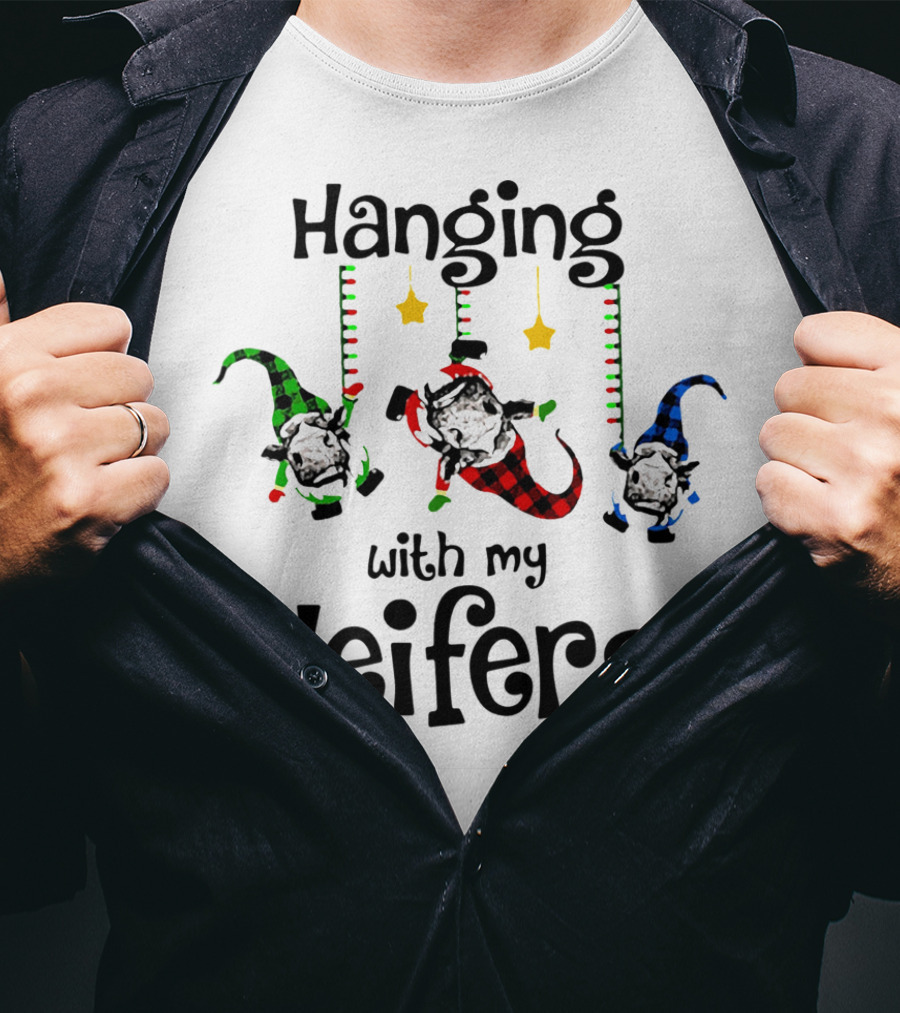 Hanging With My Heifers Festive Cows In Pajamas T-Shirt