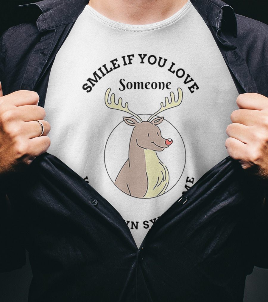 Smile If You Love Someone With Down Syndrome Reindeer T-Shirt