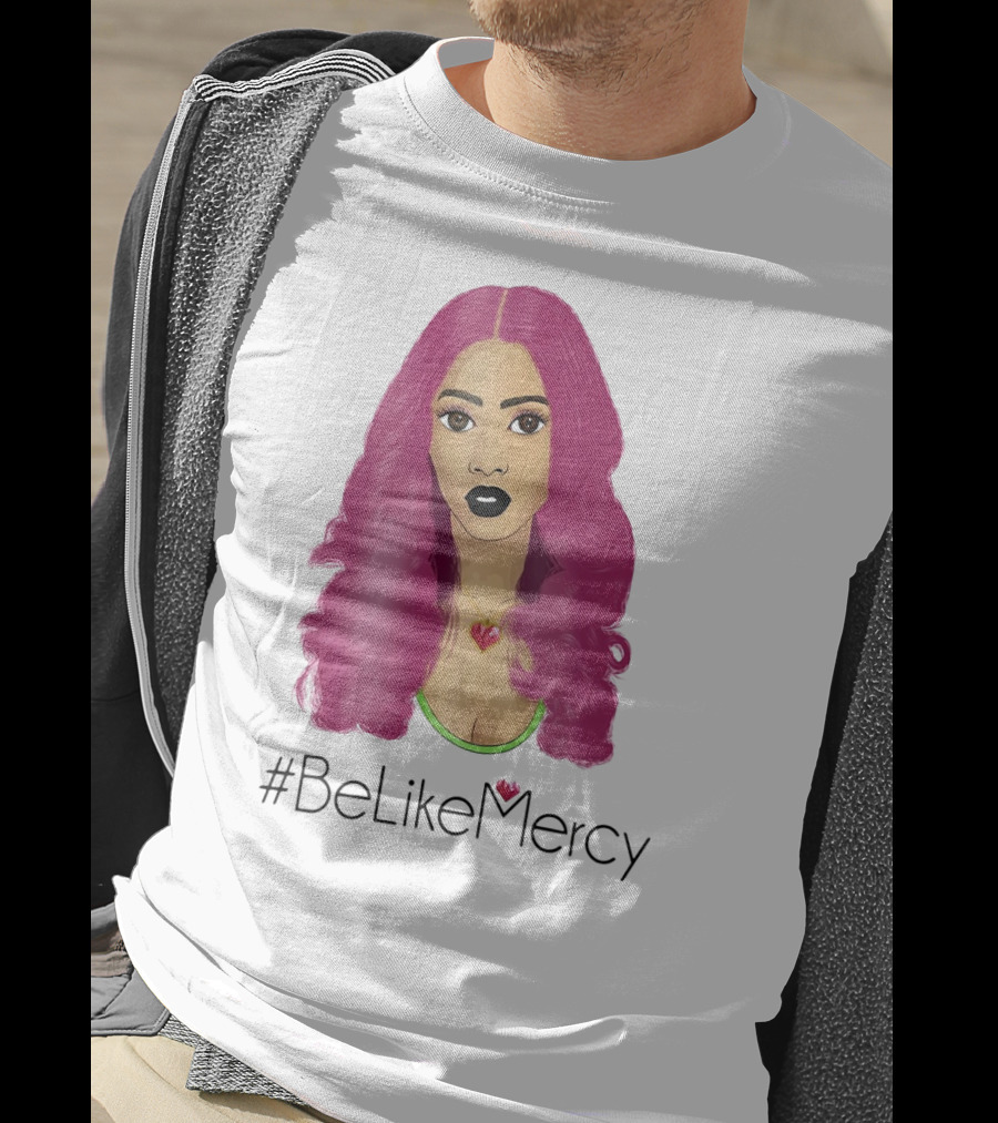 BeLikeMercy Pink Hair Black Lips Heart Necklace T-Shirt