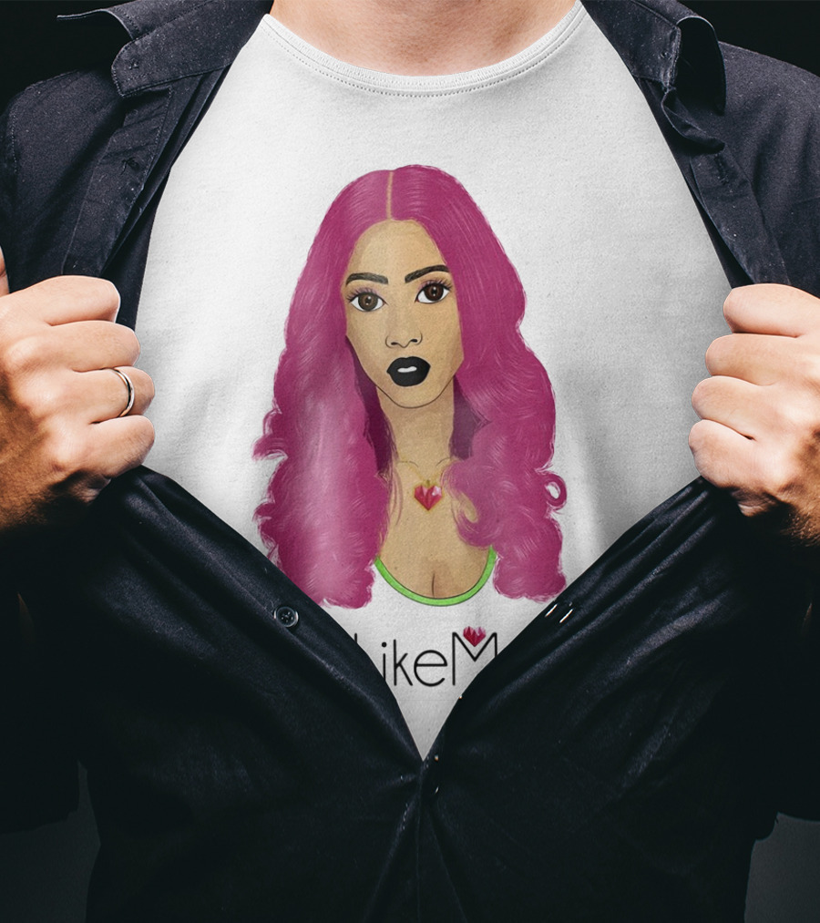 BeLikeMercy Pink Hair Black Lips Heart Necklace T-Shirt