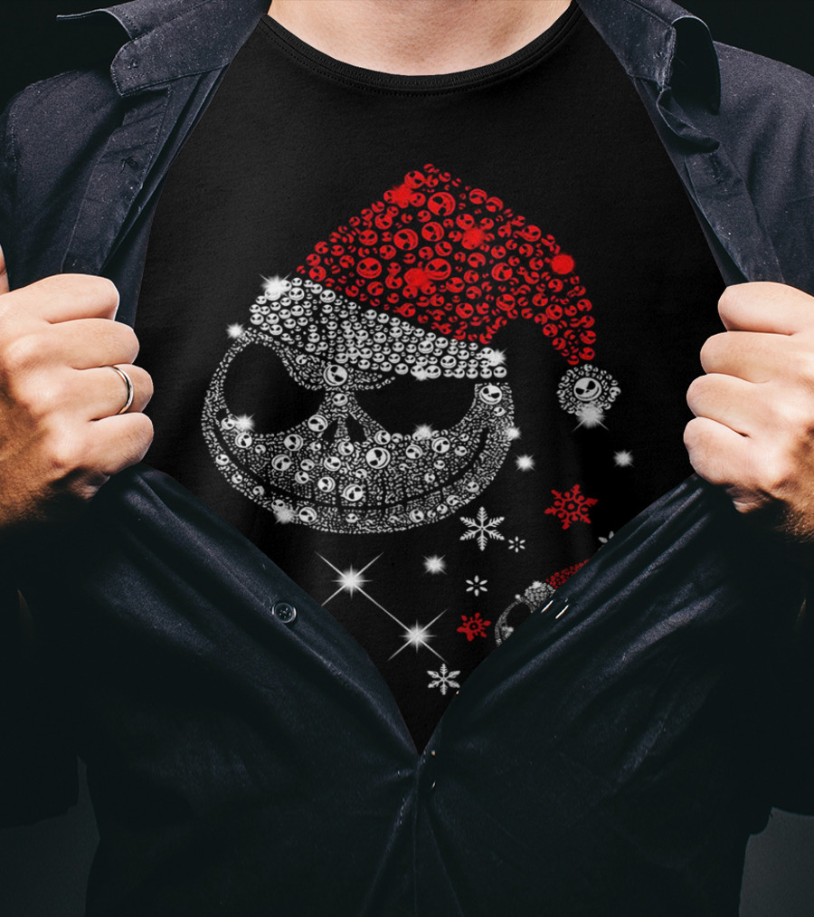 Santa Jack Skellington Christmas Diamond Snowflakes T-Shirt