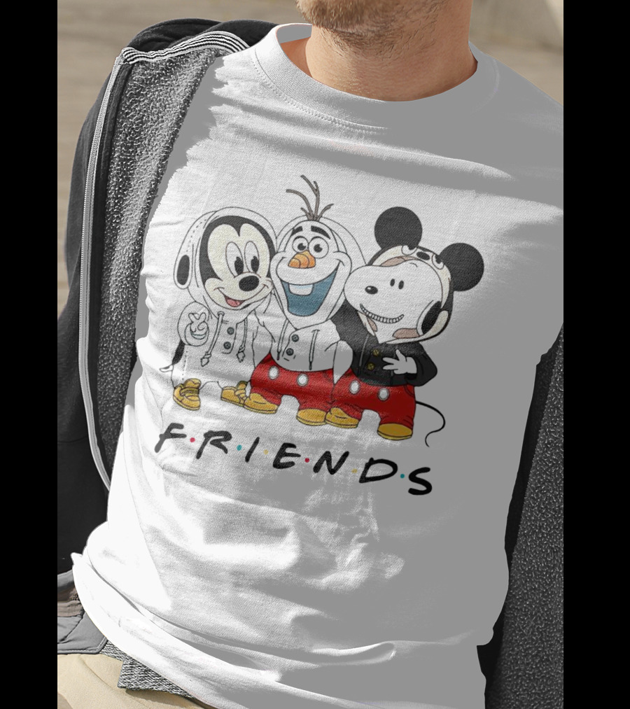 Friends Mickey Olaf Snoopy Crossover Icons T-Shirt