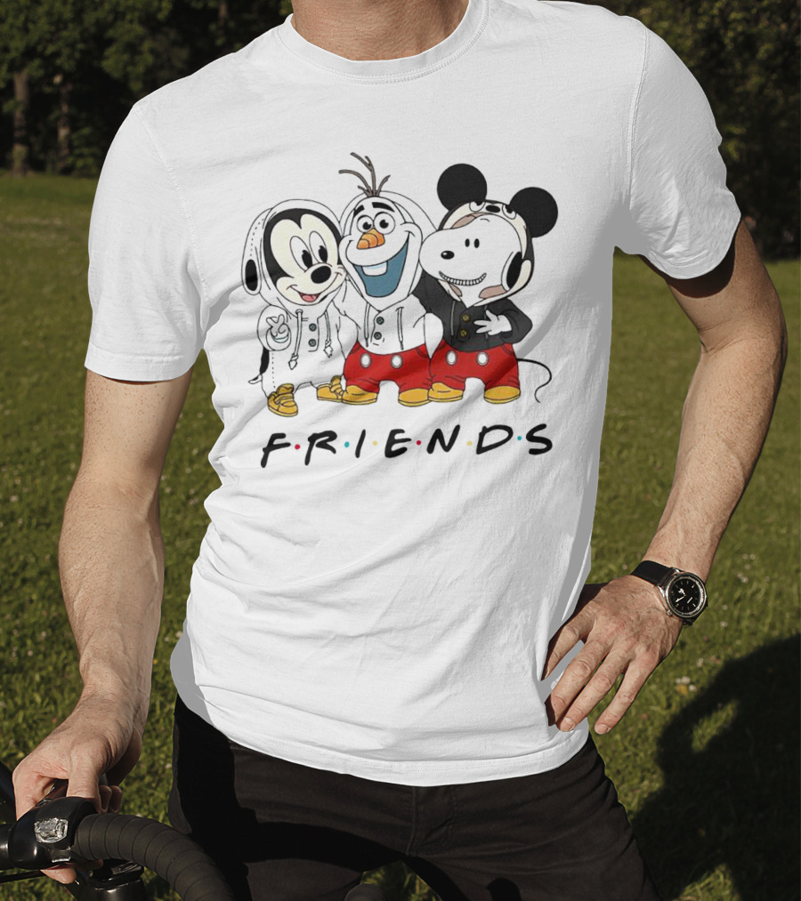 Friends Mickey Olaf Snoopy Crossover Icons T-Shirt