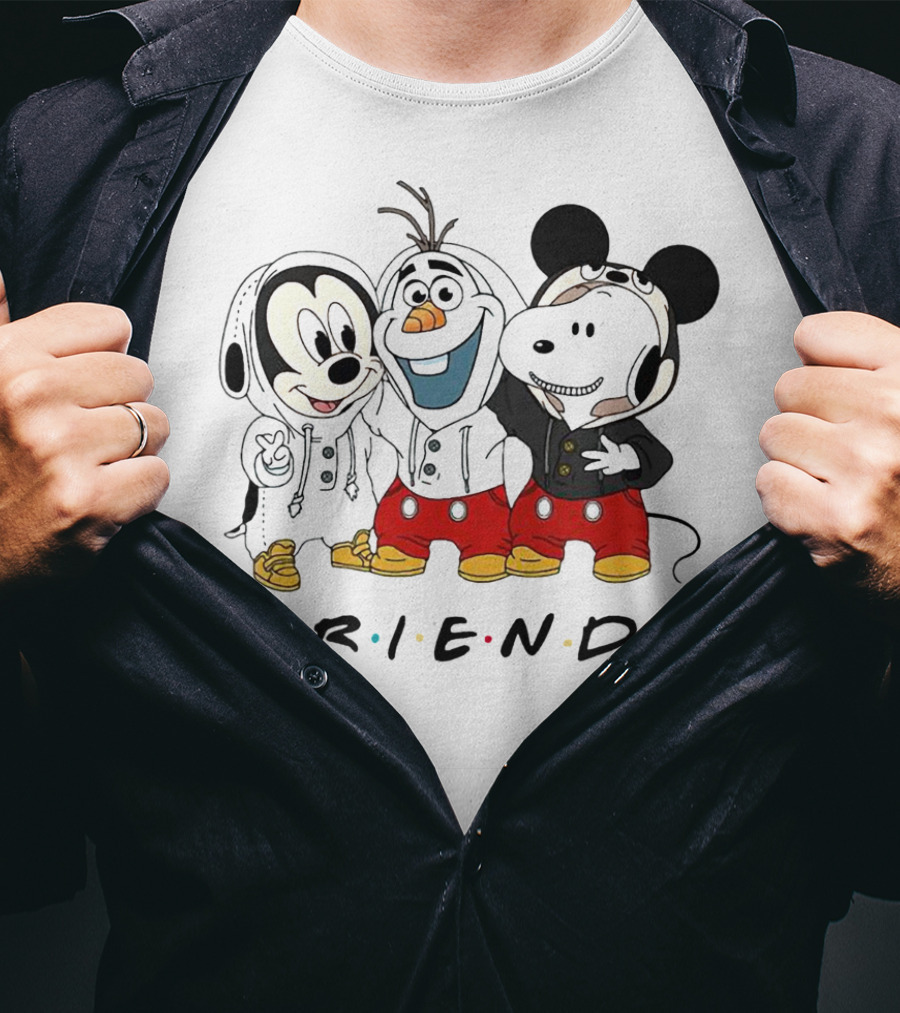 Friends Mickey Olaf Snoopy Crossover Icons T-Shirt