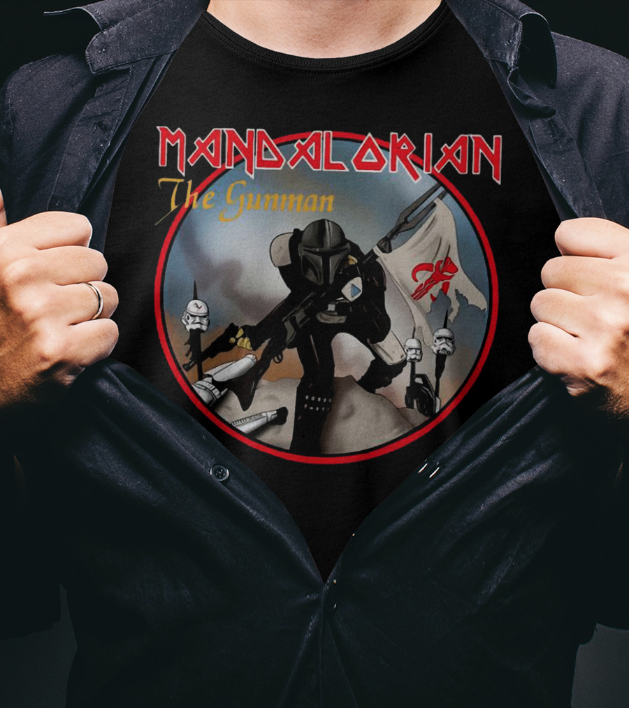 Mandalorian The Gunman Warrior With Imperial Helmets And Banner T-Shirt