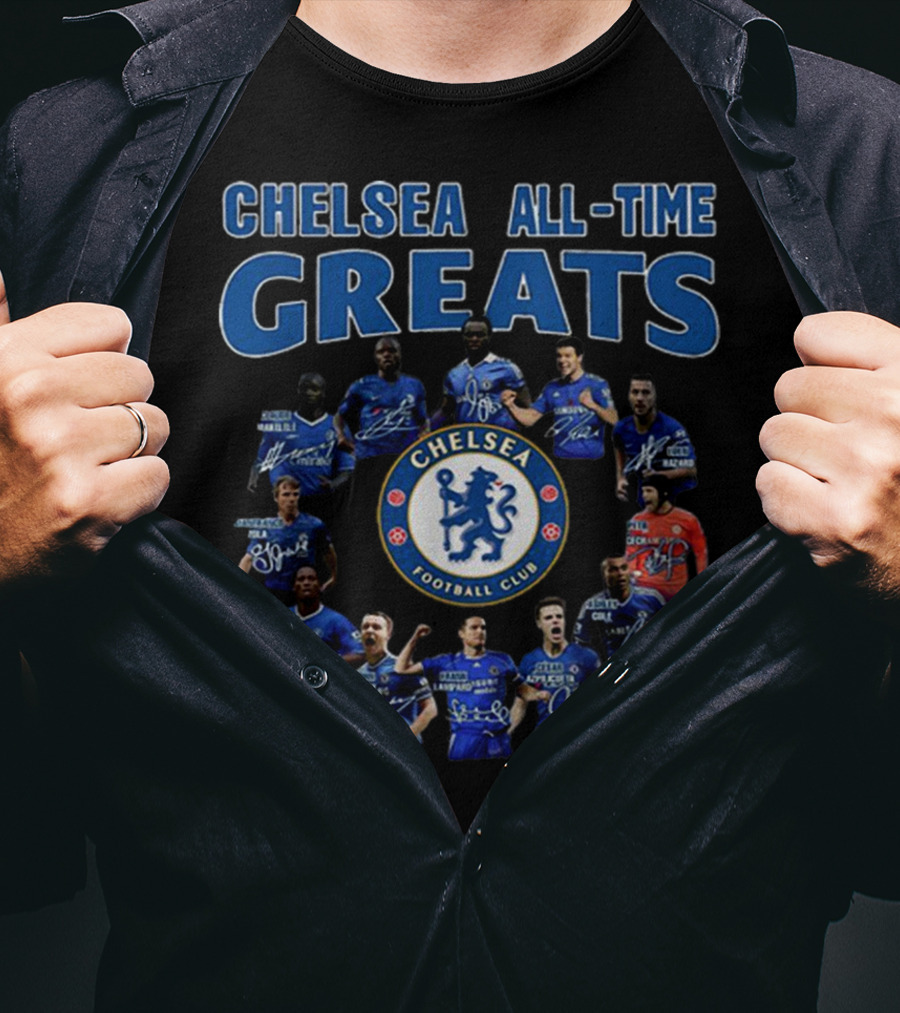 Chelsea All-Time Greats Players Signatures Chelsea Football Club T-Shirt