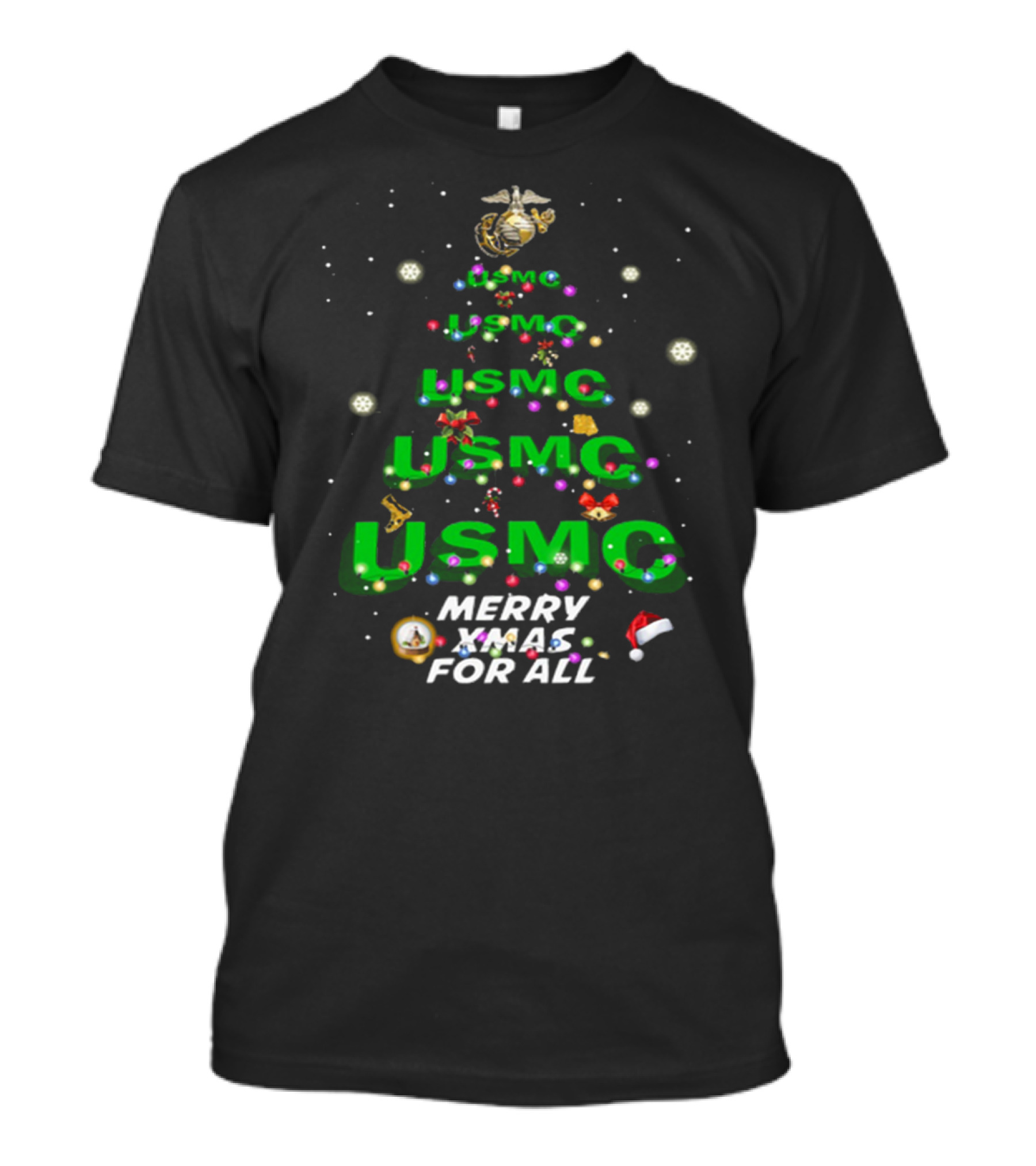 USMC Merry XMas For All Christmas Tree Ornaments Snowflakes T-Shirt
