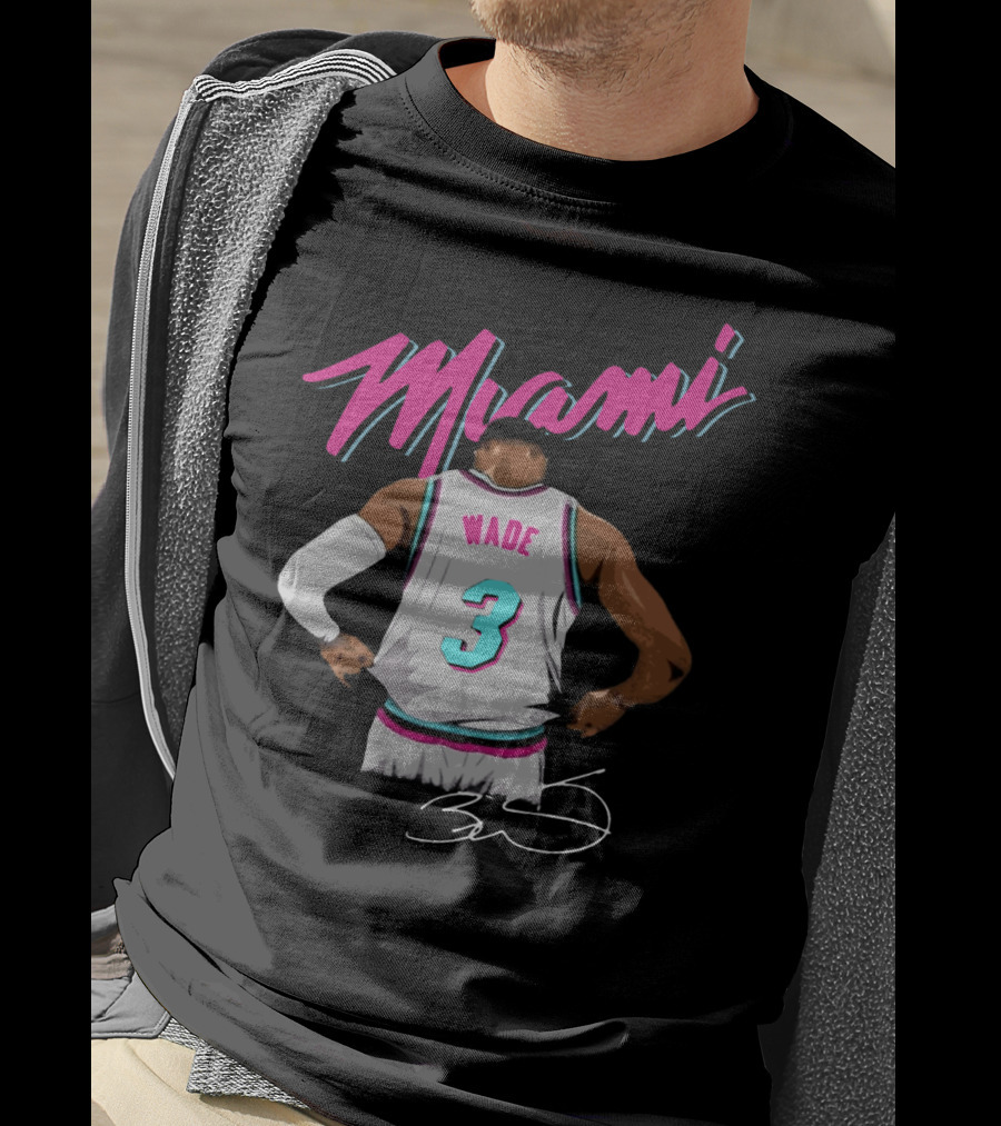 Dwyane Wade Miami Heat Number 3 Signature T-Shirt