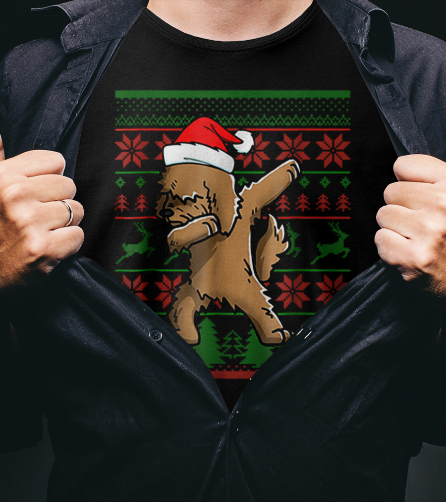 Goldendoodle Dabbing Santa Christmas Sweater Holiday T-Shirt