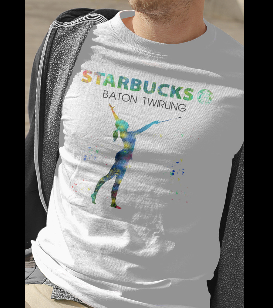 Starbucks Baton Twirling Silhouette Splash T-Shirt