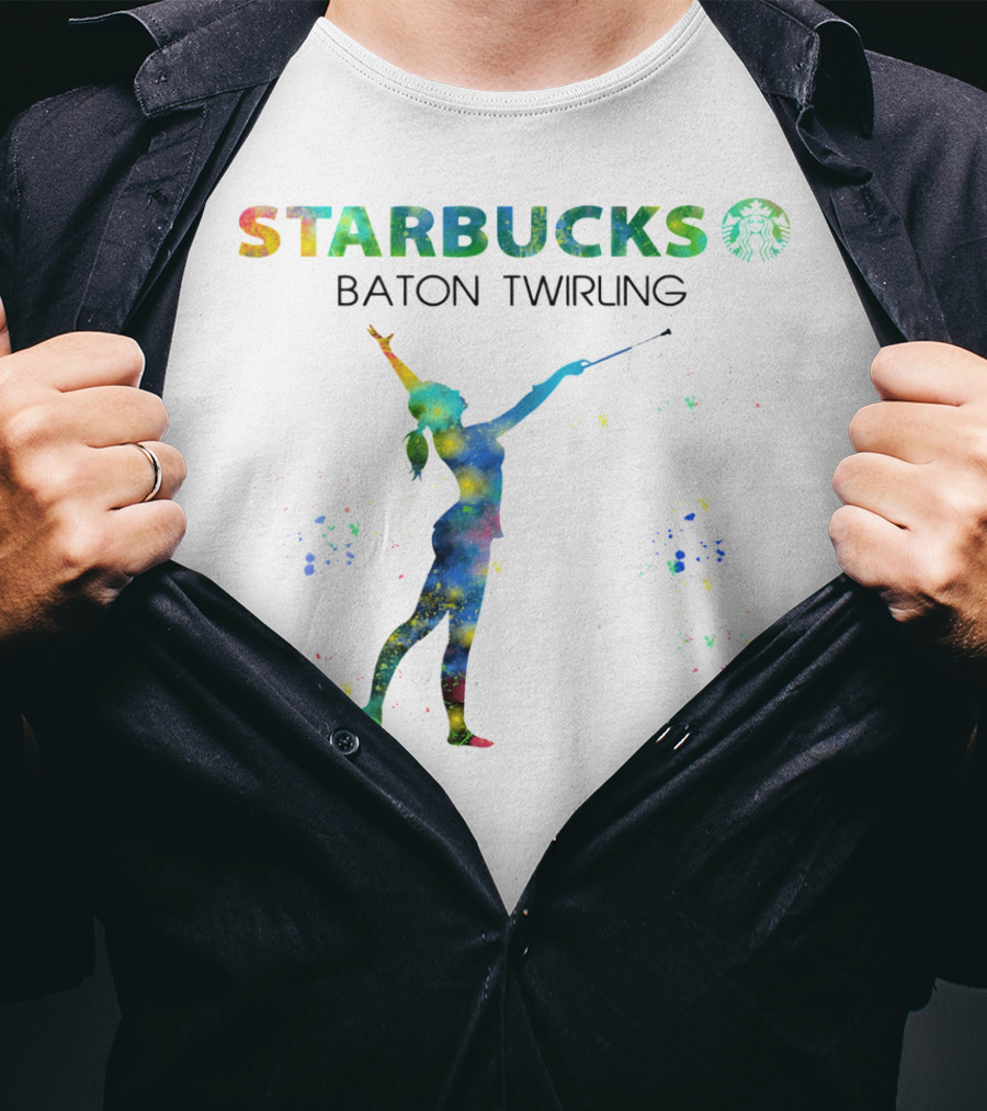 Starbucks Baton Twirling Silhouette Splash T-Shirt
