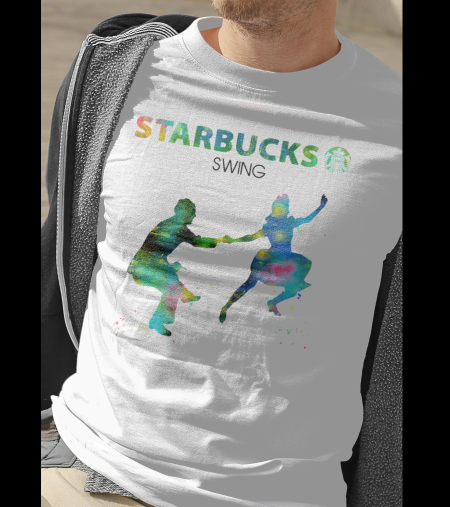 Starbucks Swing Dance Colorful Silhouette Movement T-Shirt