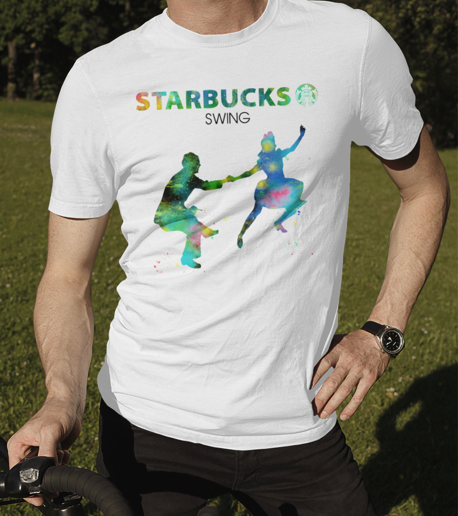 Starbucks Swing Dance Colorful Silhouette Movement T-Shirt