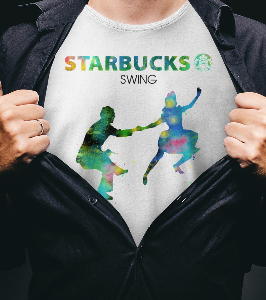 Starbucks Swing Dance Colorful Silhouette Movement T-Shirt