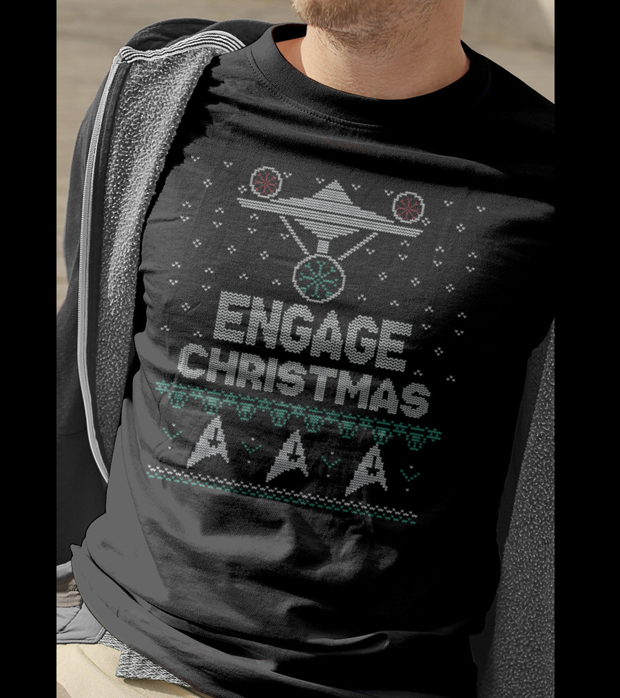 Engage Christmas Starship Festive Ugly UFO T-Shirt