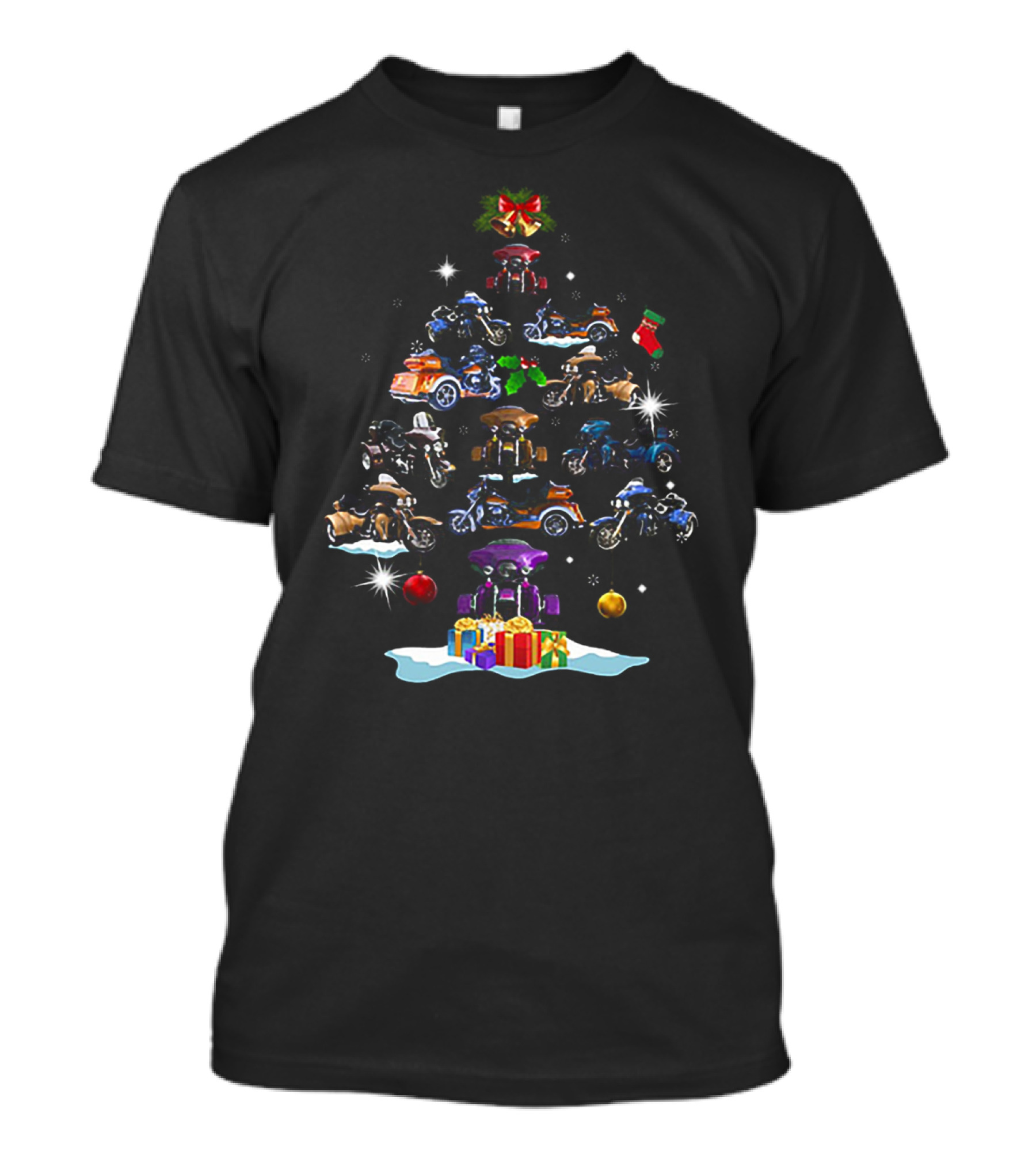 BRP Can Am Spyder Roadster Christmas Tree With Motorcycles And Presents T-Shirt