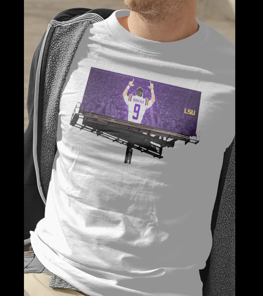 Joe Burreaux LSU Tigers Number 9 Football Fan Spirit T-Shirt