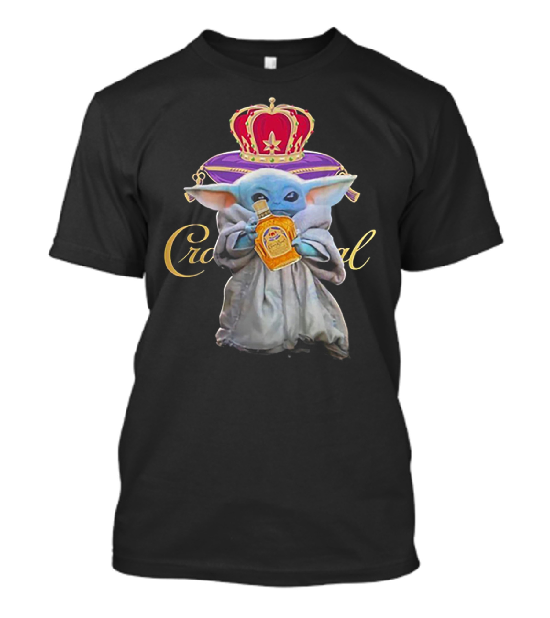 Baby Yoda With Crown Royal Bottle And Crown Icon Star Wars T-Shirt