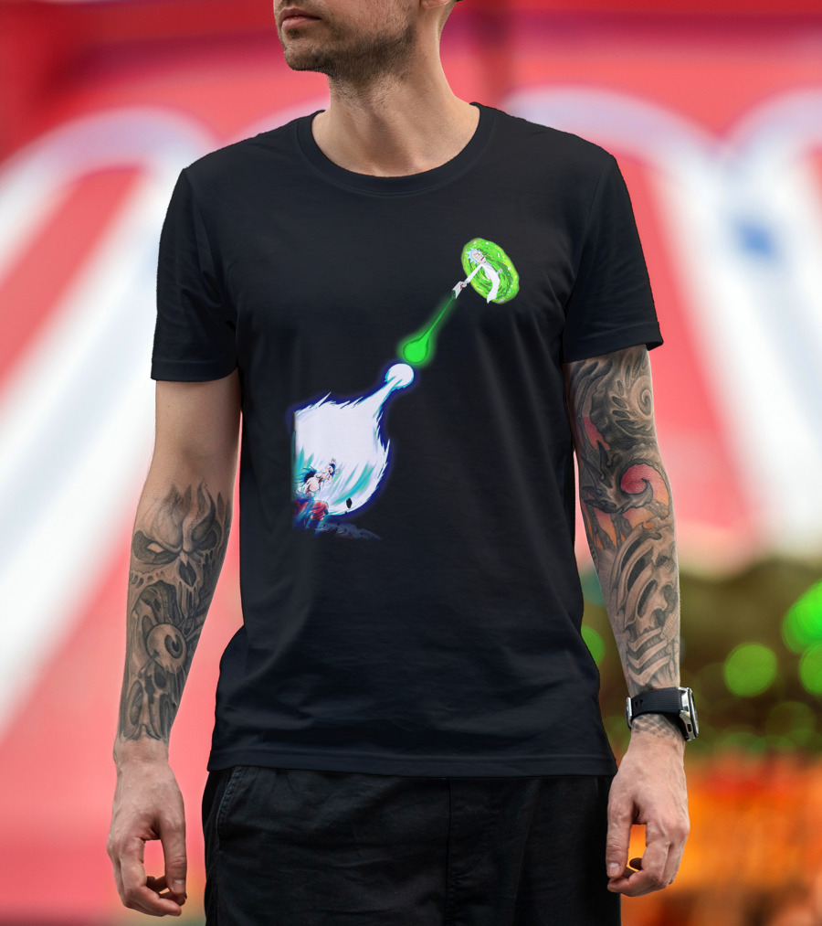 Son Goku Kamehameha vs Rick Sanchez Portal Battle T-Shirt
